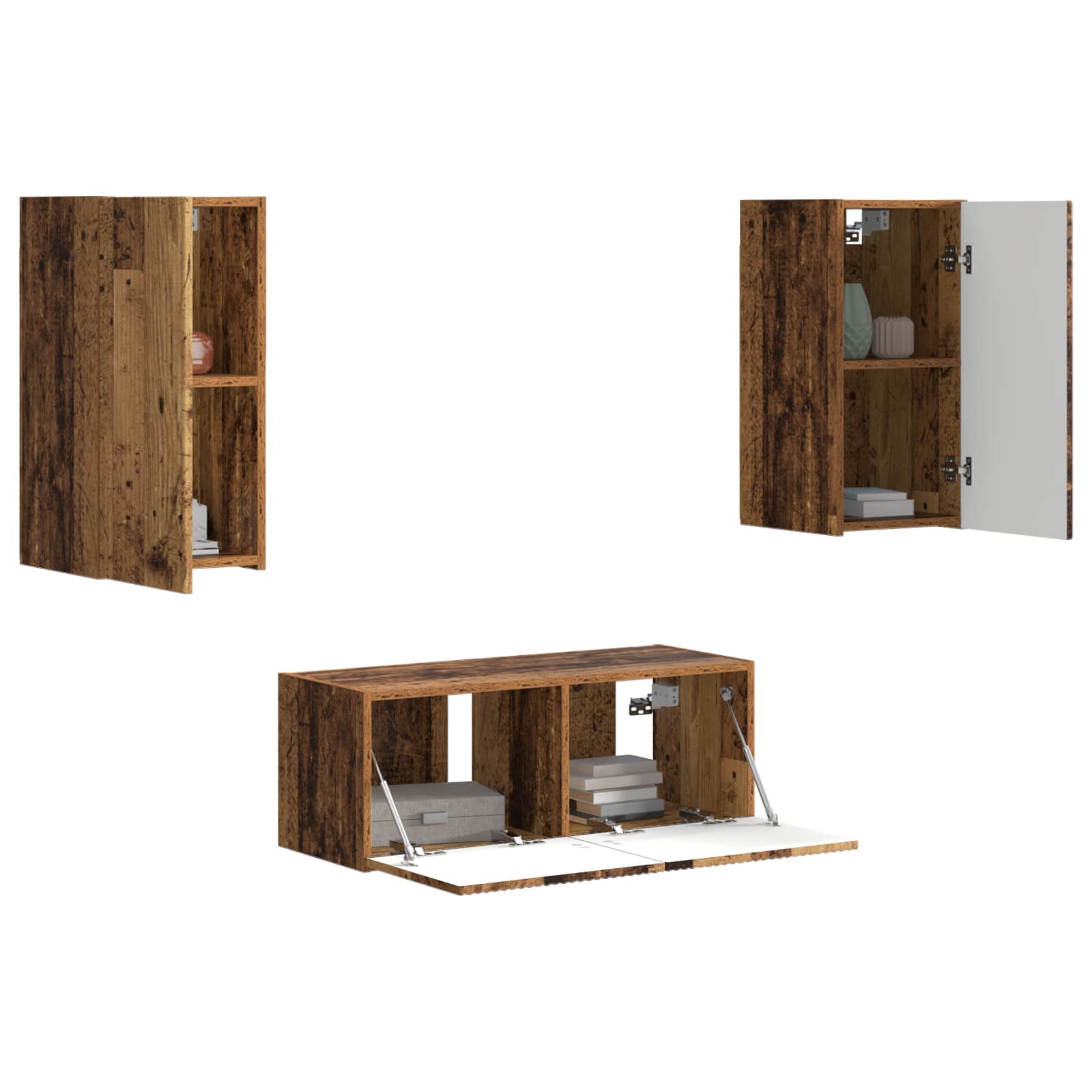 vidaXL TV-Schrankset Wandmontiert 6 pcs Altholz Holzwerkstoff