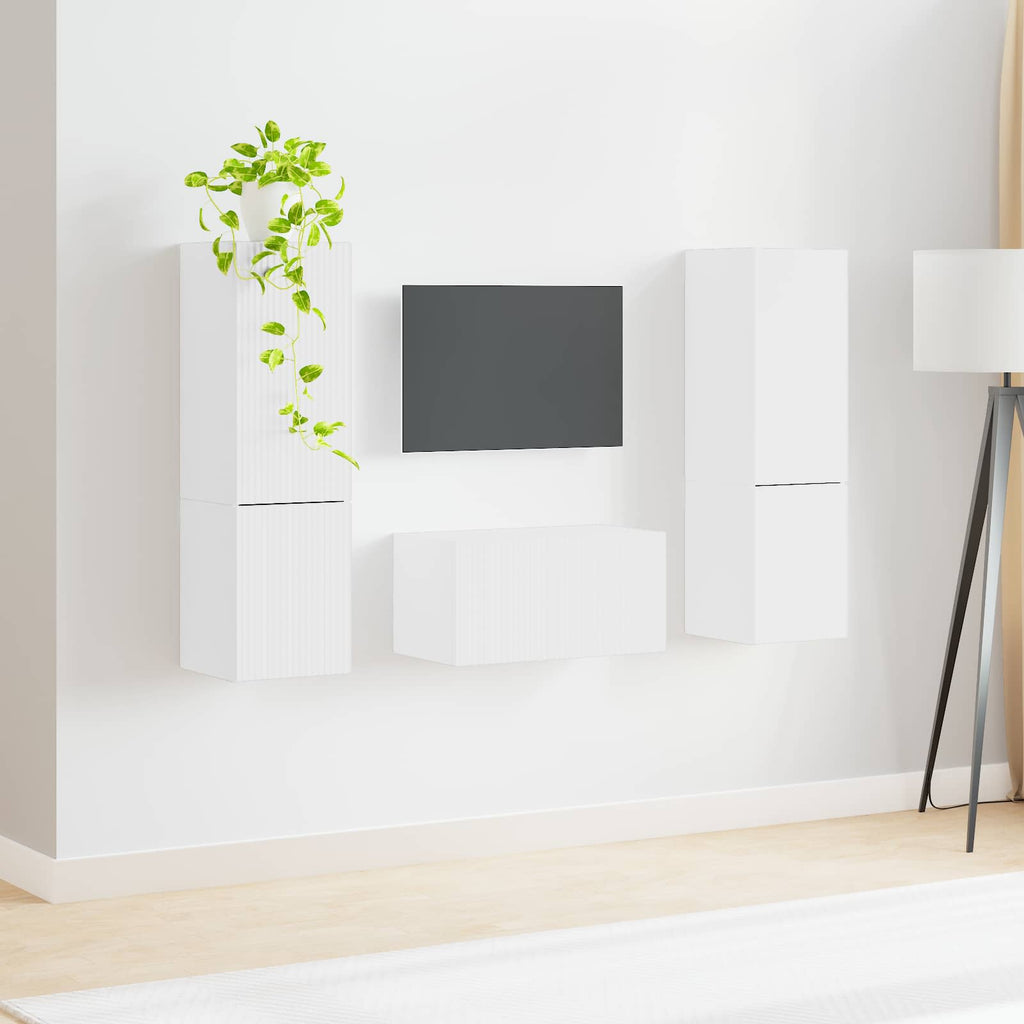 vidaXL TV-Schrankset 5 pcs Weiß Holzwerkstoff