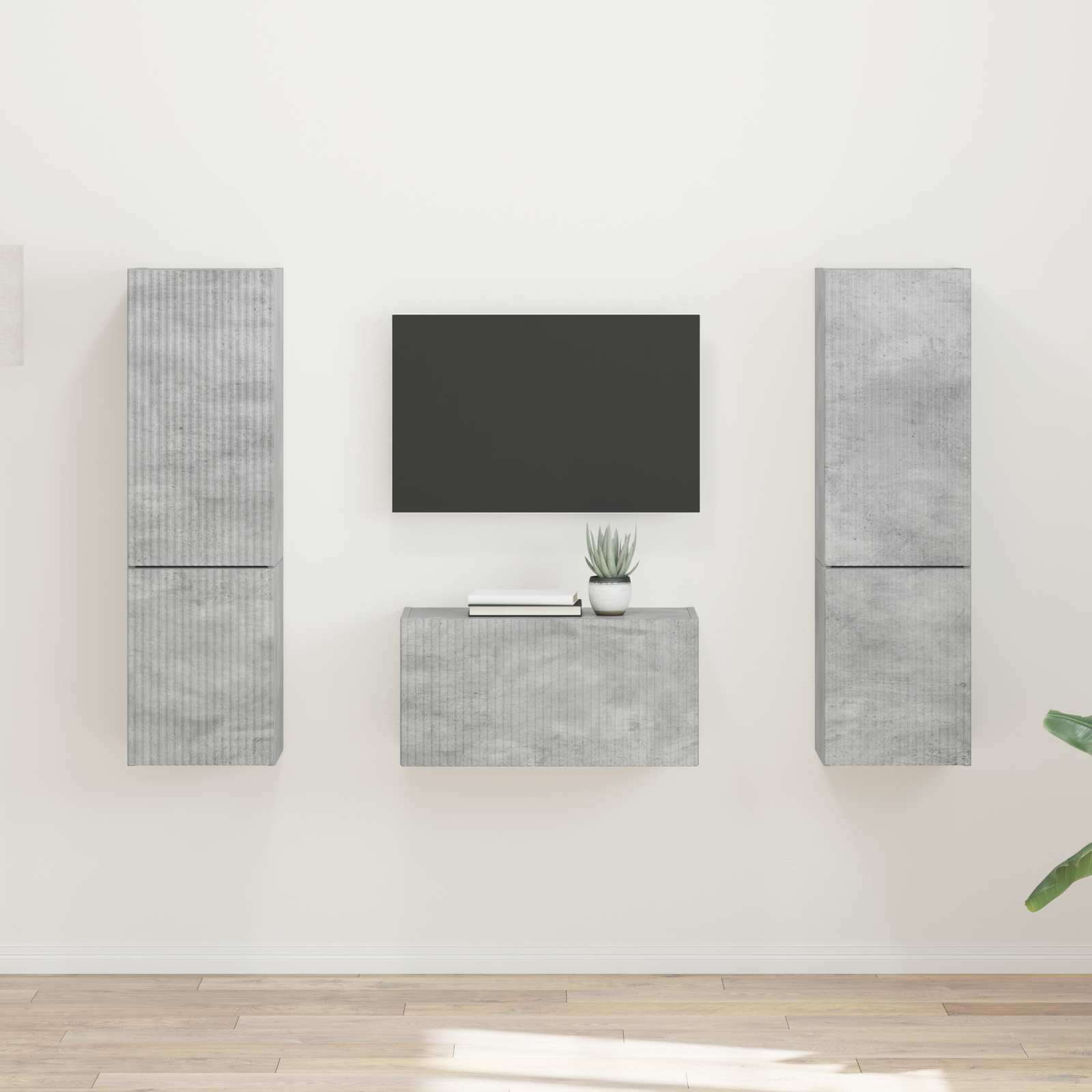 vidaXL TV-Schrankset 5 pcs Beton Grau Holzwerkstoff