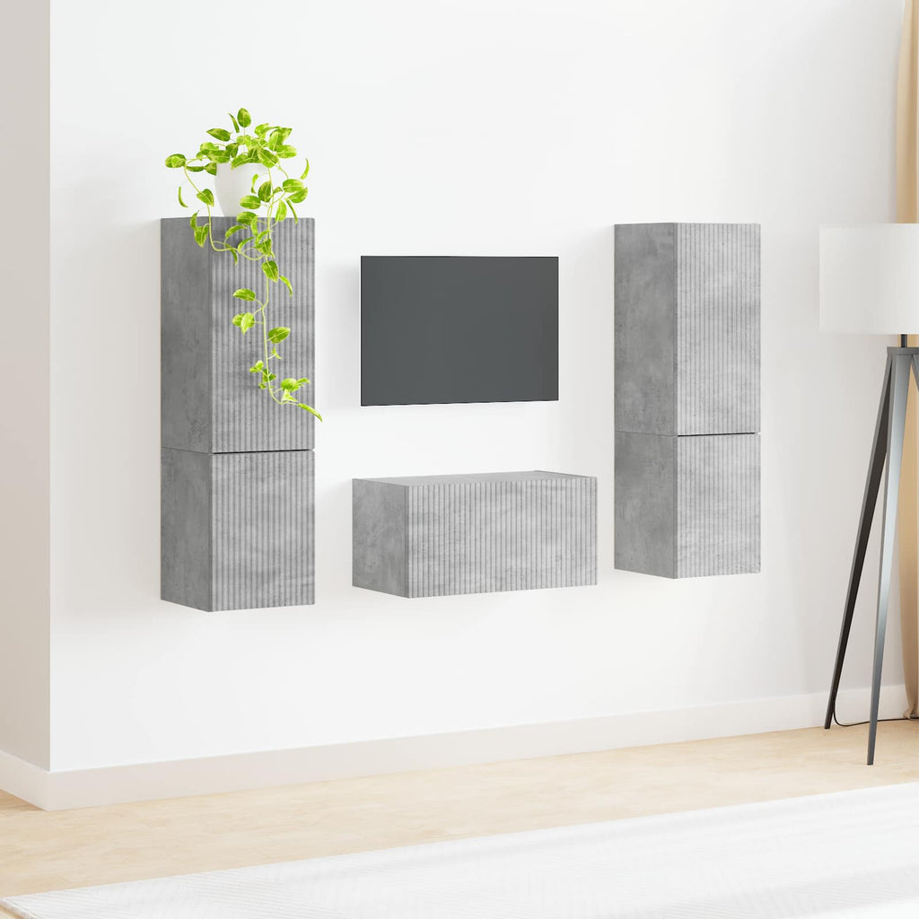 vidaXL TV-Schrankset 5 pcs Beton Grau Holzwerkstoff
