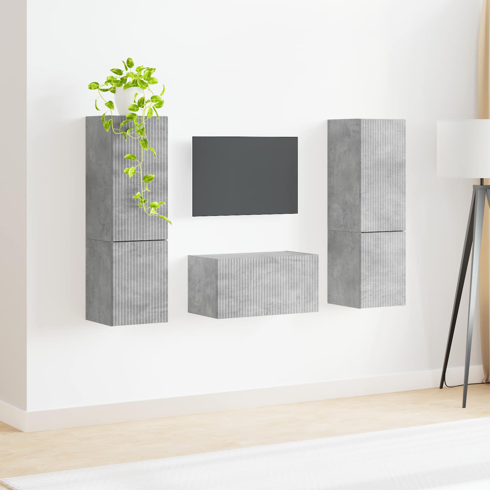 vidaXL TV-Schrankset 5 pcs Beton Grau Holzwerkstoff
