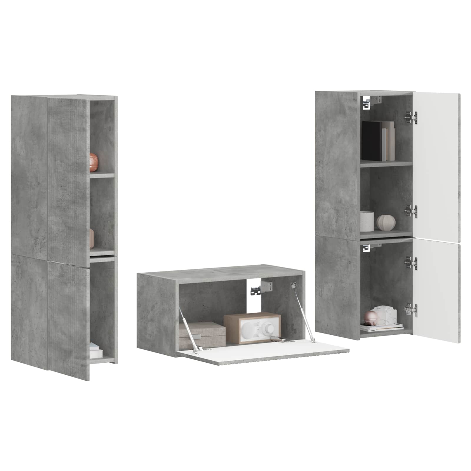 vidaXL TV-Schrankset 5 pcs Beton Grau Holzwerkstoff