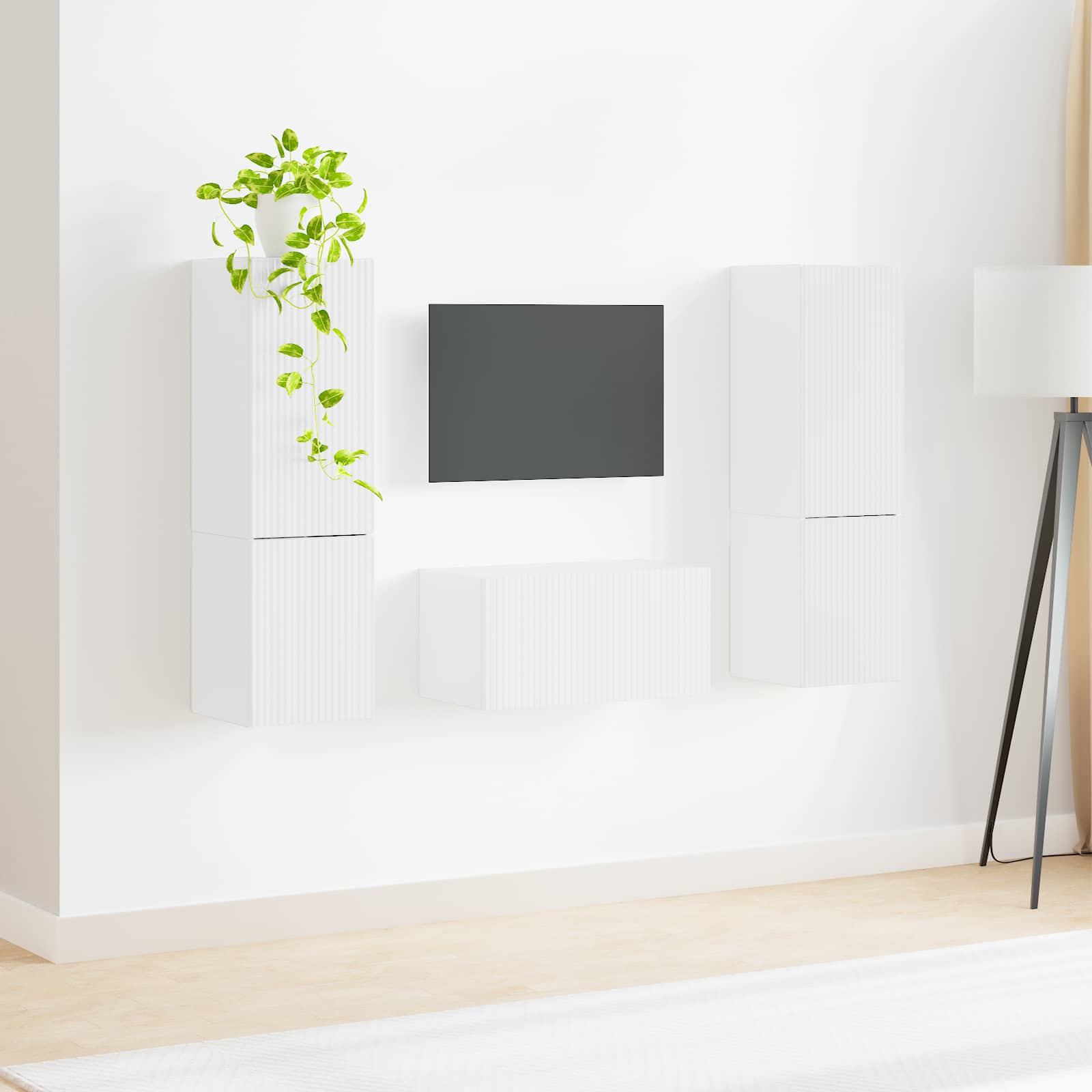 vidaXL TV-Schrankset 5 pcs Hochglanz Weiß Holzwerkstoff