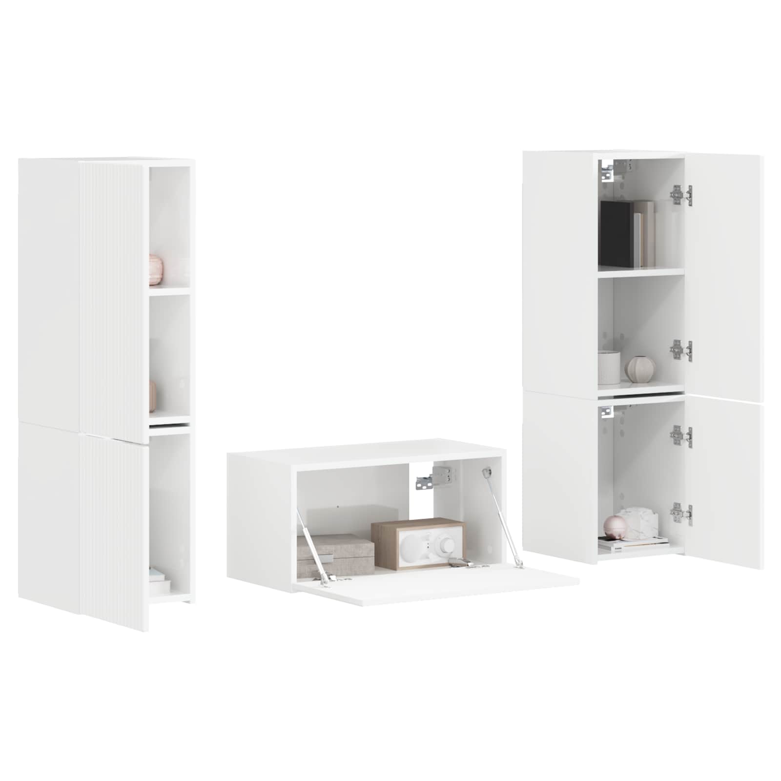 vidaXL TV-Schrankset 5 pcs Hochglanz Weiß Holzwerkstoff