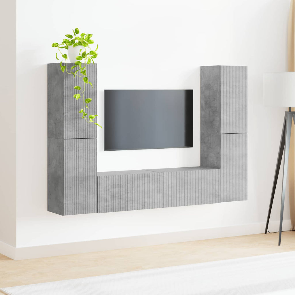 vidaXL TV-Schrankset 6 pcs Beton Grau Holzwerkstoff