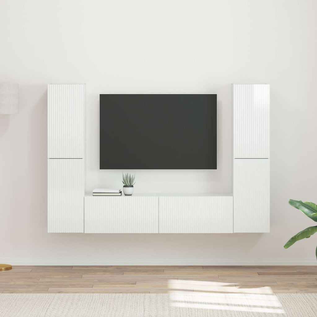 vidaXL TV-Schrankset 6 pcs Hochglanz Weiß Holzwerkstoff