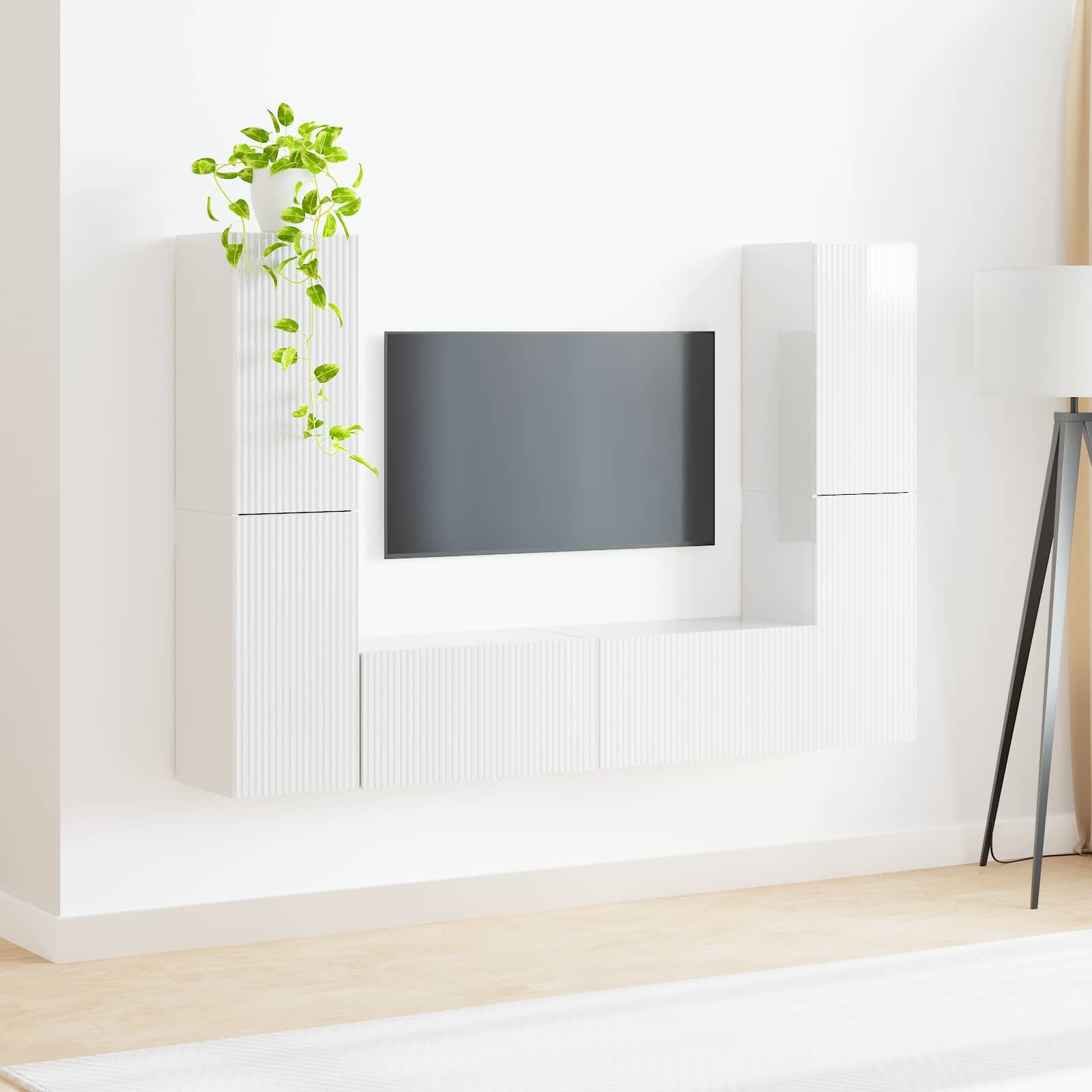 vidaXL TV-Schrankset 6 pcs Hochglanz Weiß Holzwerkstoff