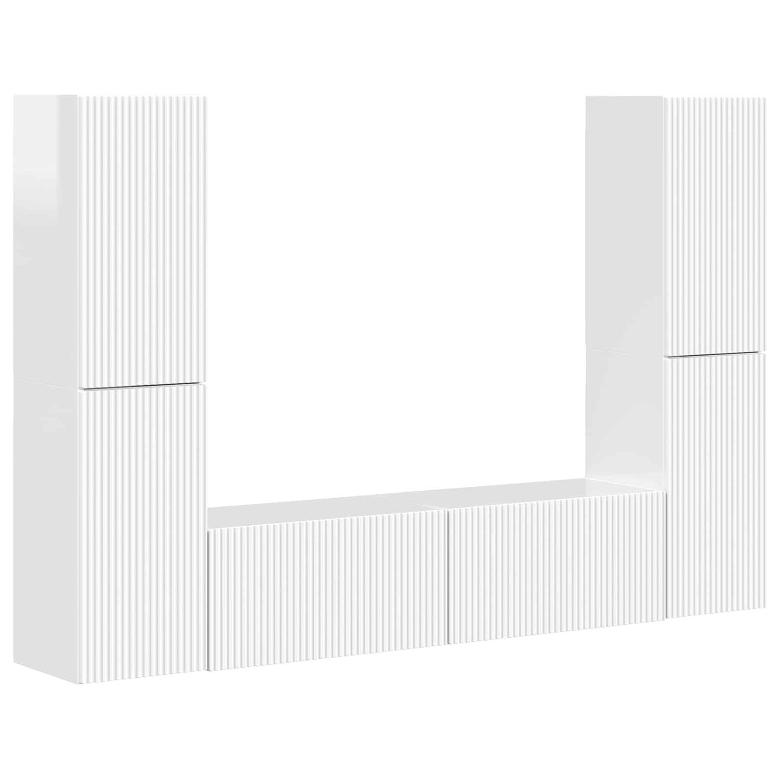 vidaXL TV-Schrankset 6 pcs Hochglanz Weiß Holzwerkstoff