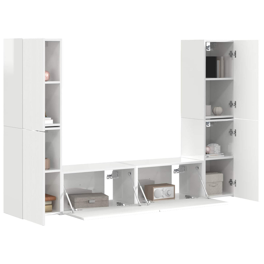 vidaXL TV-Schrankset 6 pcs Hochglanz Weiß Holzwerkstoff