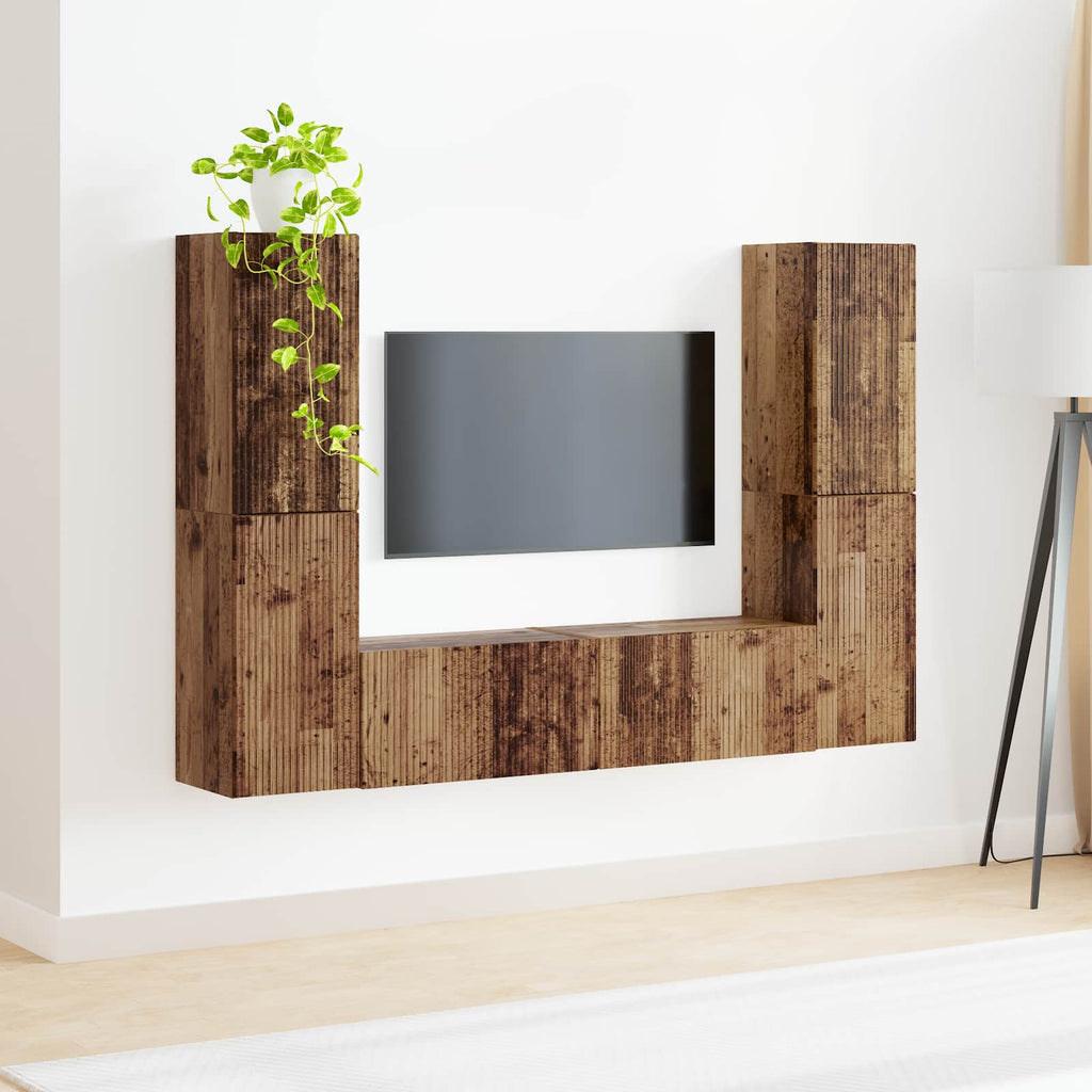 vidaXL TV-Schrankset 6 pcs Altholz Holzwerkstoff