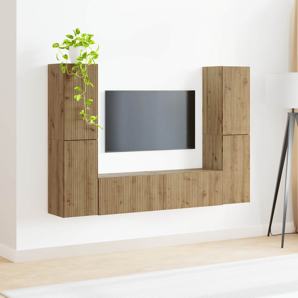 vidaXL TV-Schrankset 6 pcs Artisan-Eiche Holzwerkstoff