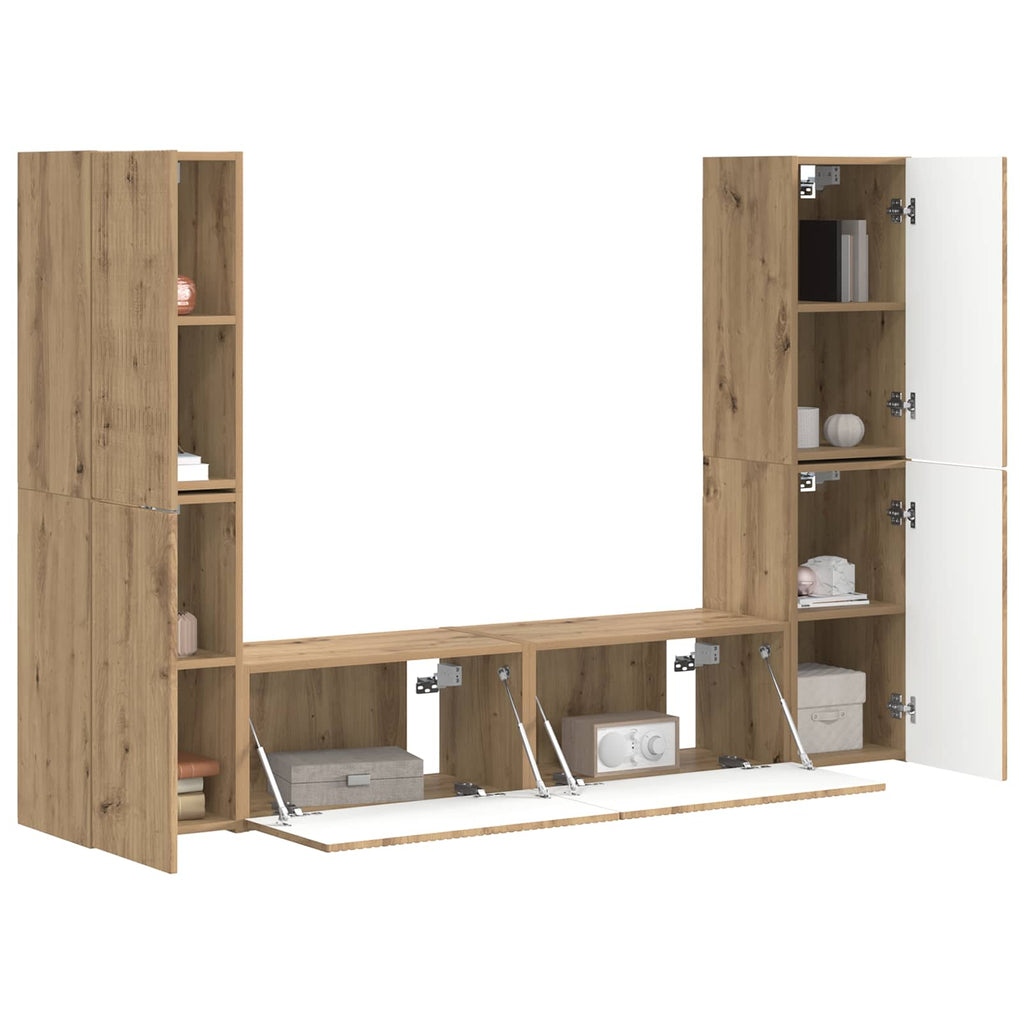 vidaXL TV-Schrankset 6 pcs Artisan-Eiche Holzwerkstoff