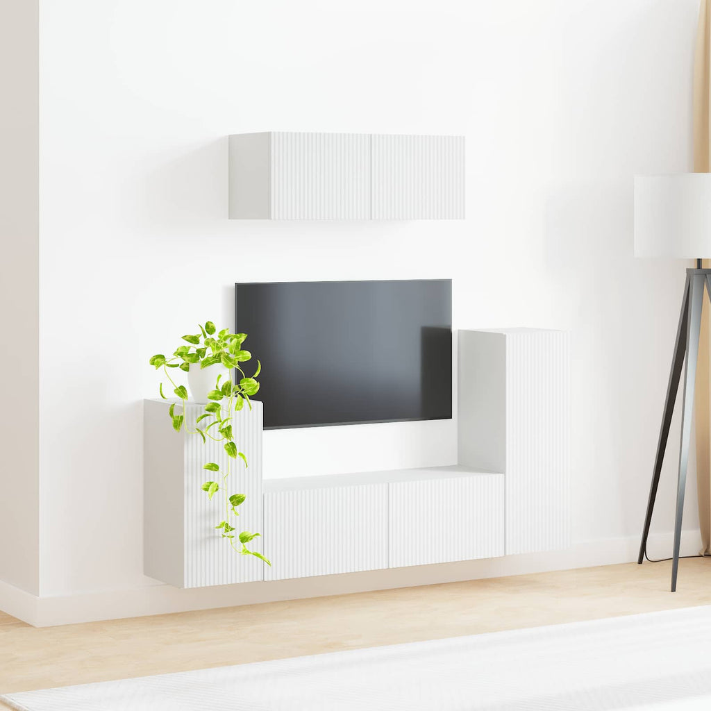 vidaXL TV-Schrankset 4 pcs Weiß Holzwerkstoff