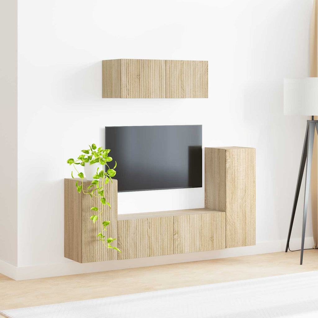 vidaXL TV-Schrankset 4 pcs Sonoma-Eiche Holzwerkstoff