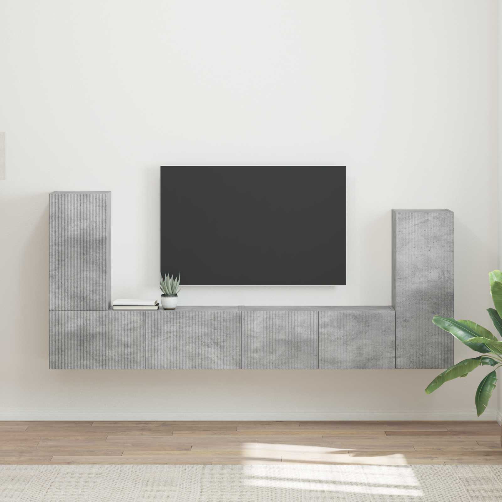 vidaXL TV-Schrankset 4 pcs Beton Grau Holzwerkstoff