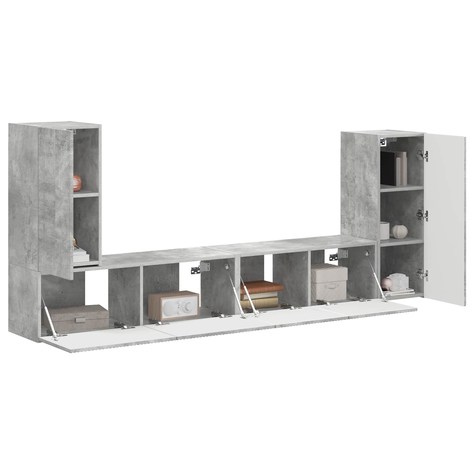 vidaXL TV-Schrankset 4 pcs Beton Grau Holzwerkstoff