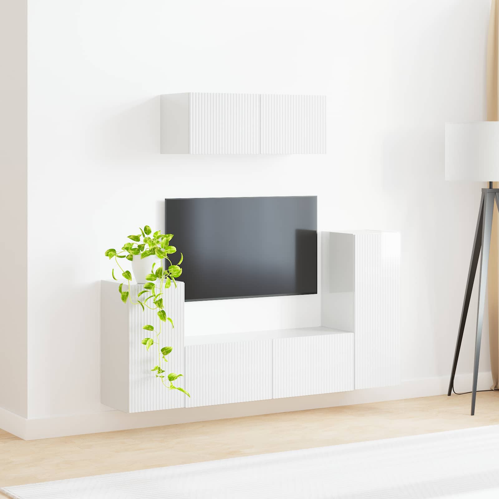 vidaXL TV-Schrankset 4 pcs Hochglanz Weiß Holzwerkstoff