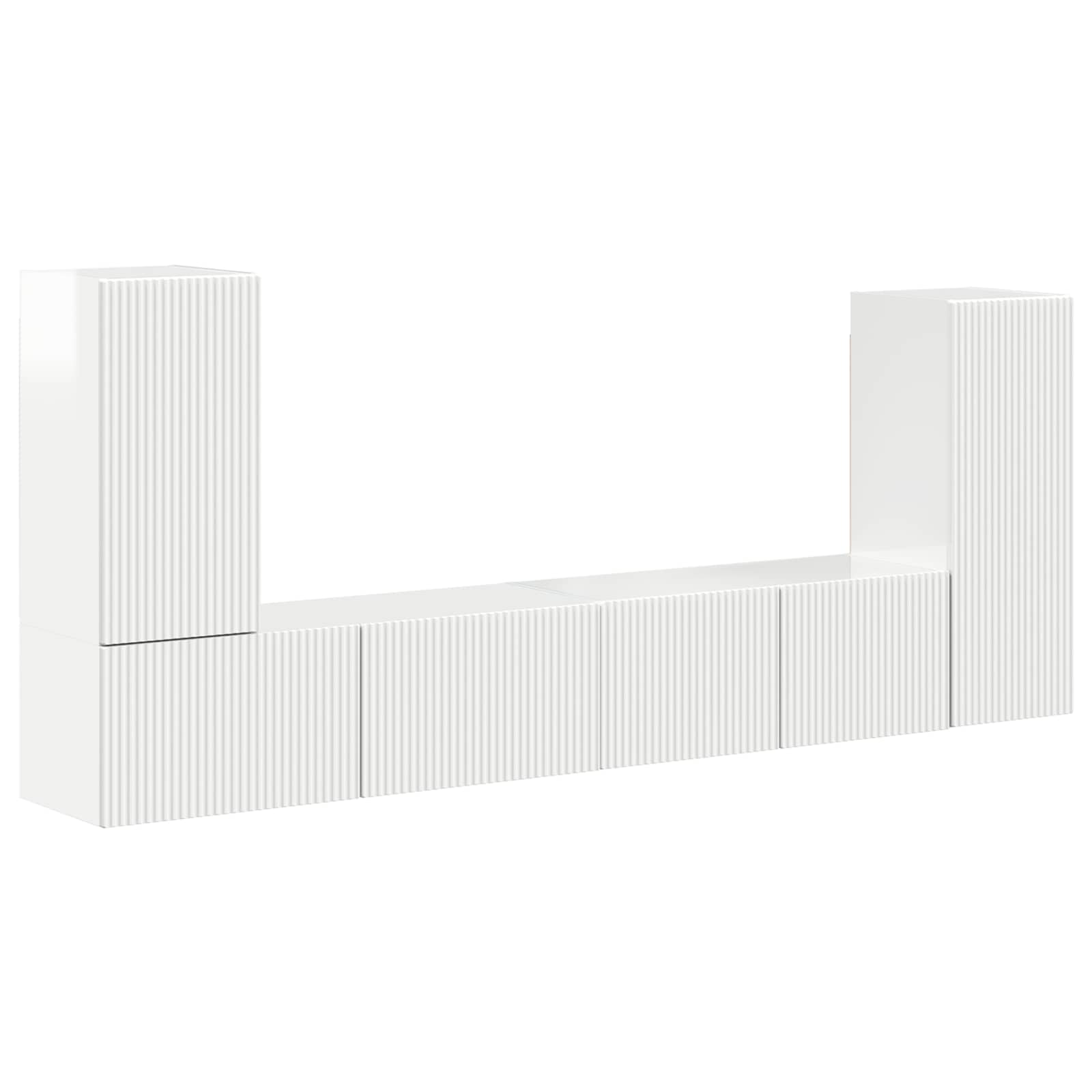 vidaXL TV-Schrankset 4 pcs Hochglanz Weiß Holzwerkstoff