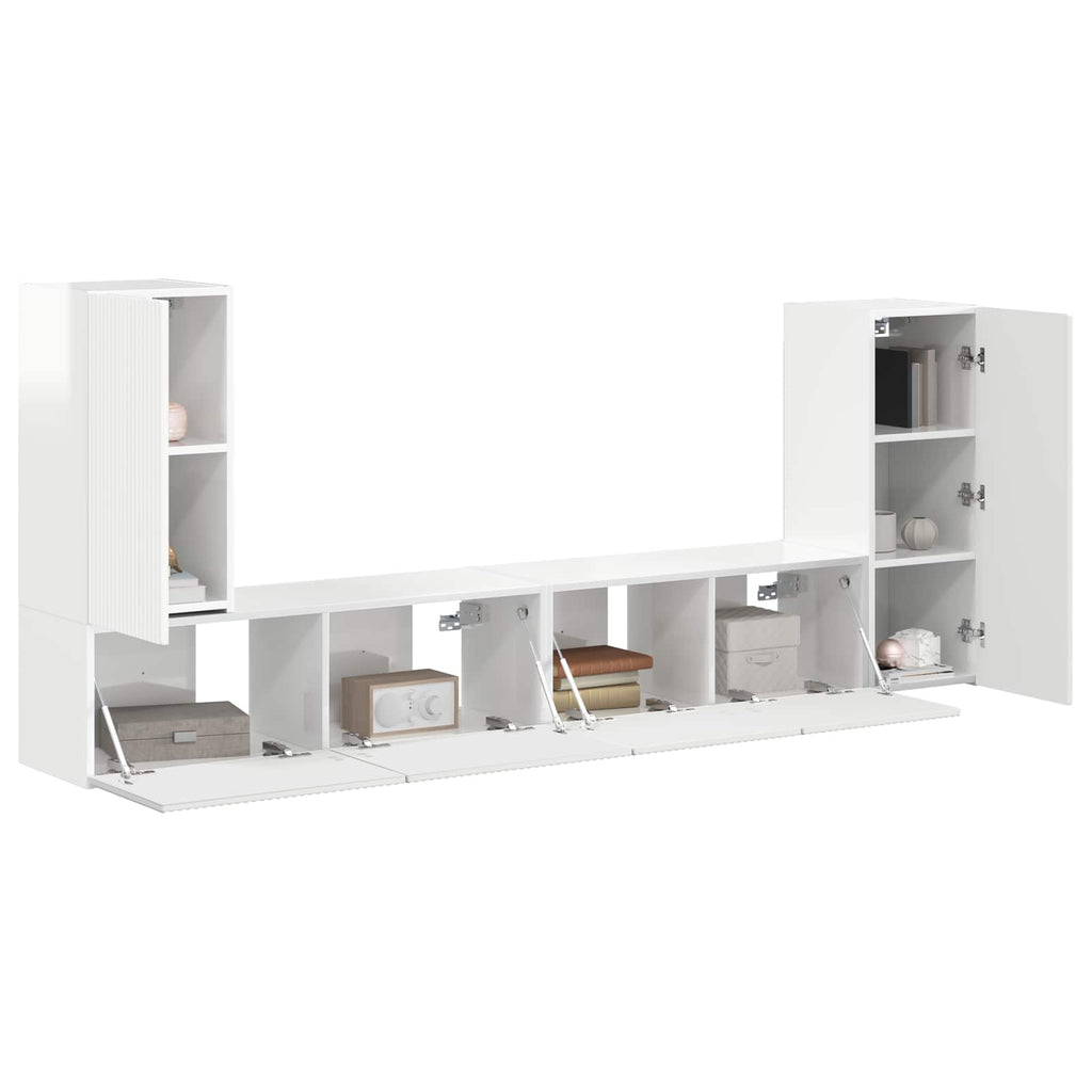 vidaXL TV-Schrankset 4 pcs Hochglanz Weiß Holzwerkstoff