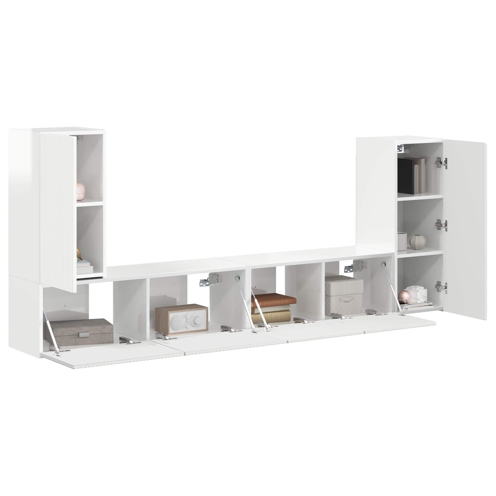 vidaXL TV-Schrankset 4 pcs Hochglanz Weiß Holzwerkstoff