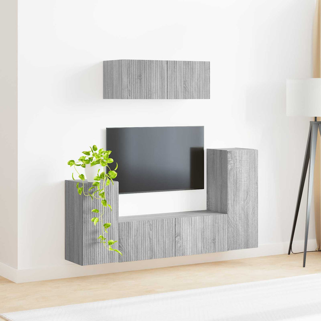 vidaXL TV-Schrankset 4 pcs Graues Sonoma Holzwerkstoff