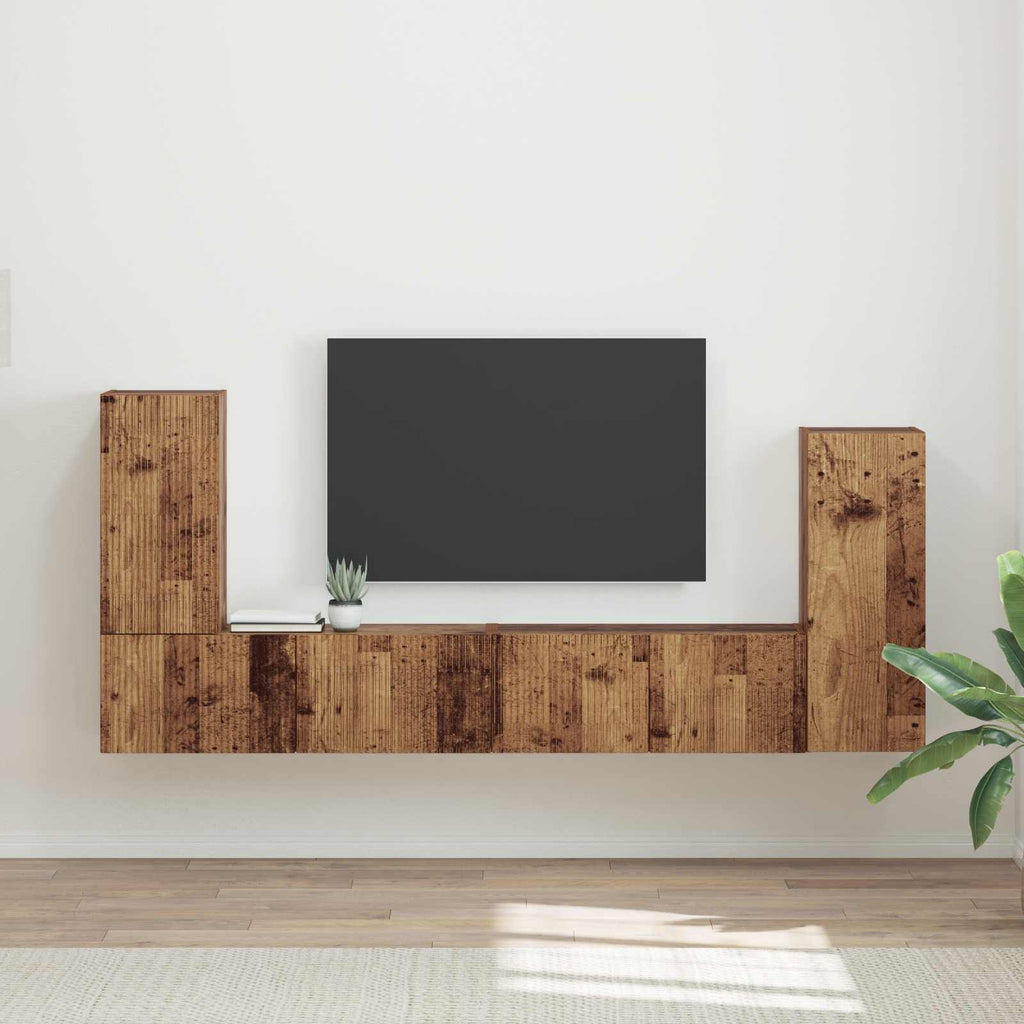 vidaXL TV-Schrankset 4 pcs Altholz Holzwerkstoff
