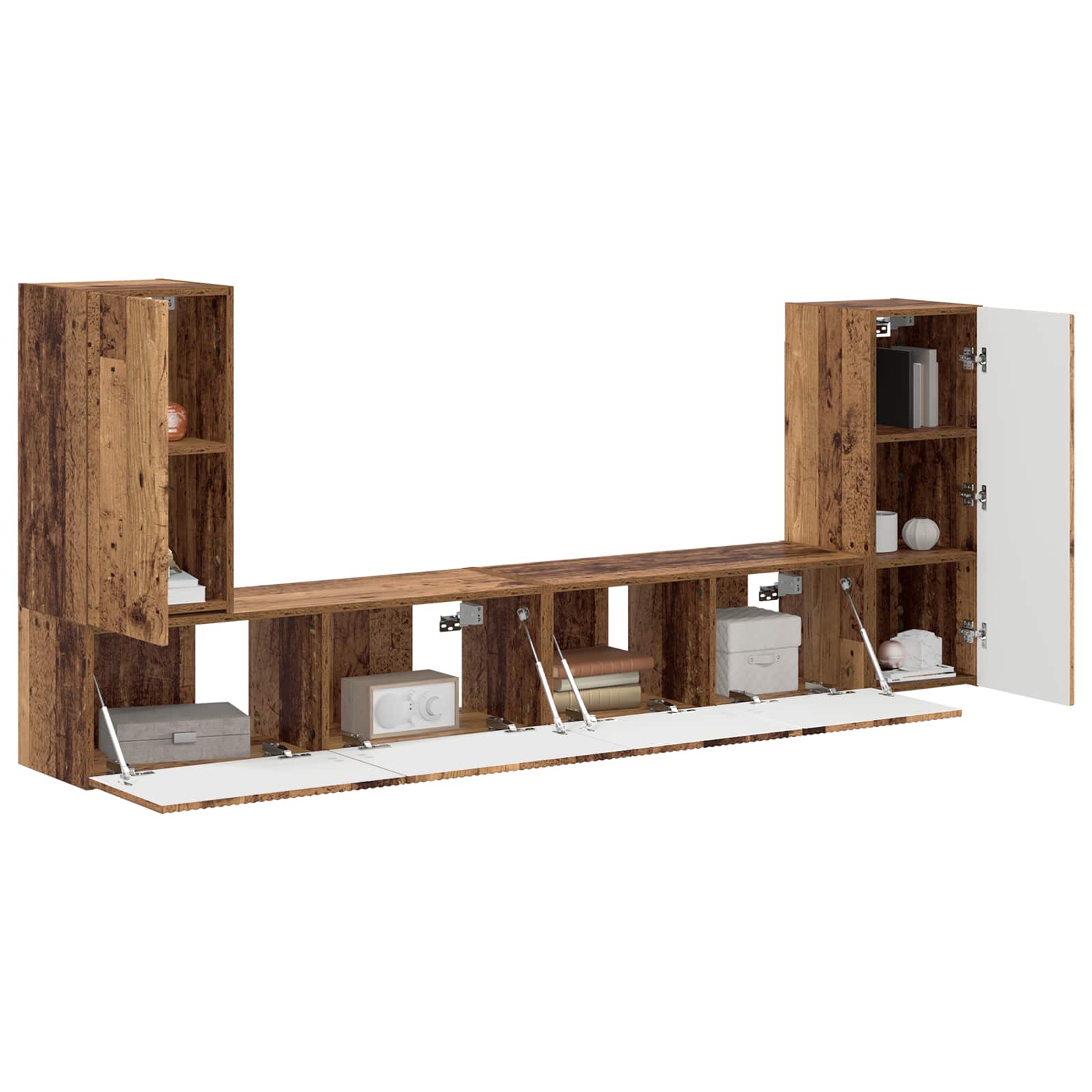 vidaXL TV-Schrankset 4 pcs Altholz Holzwerkstoff