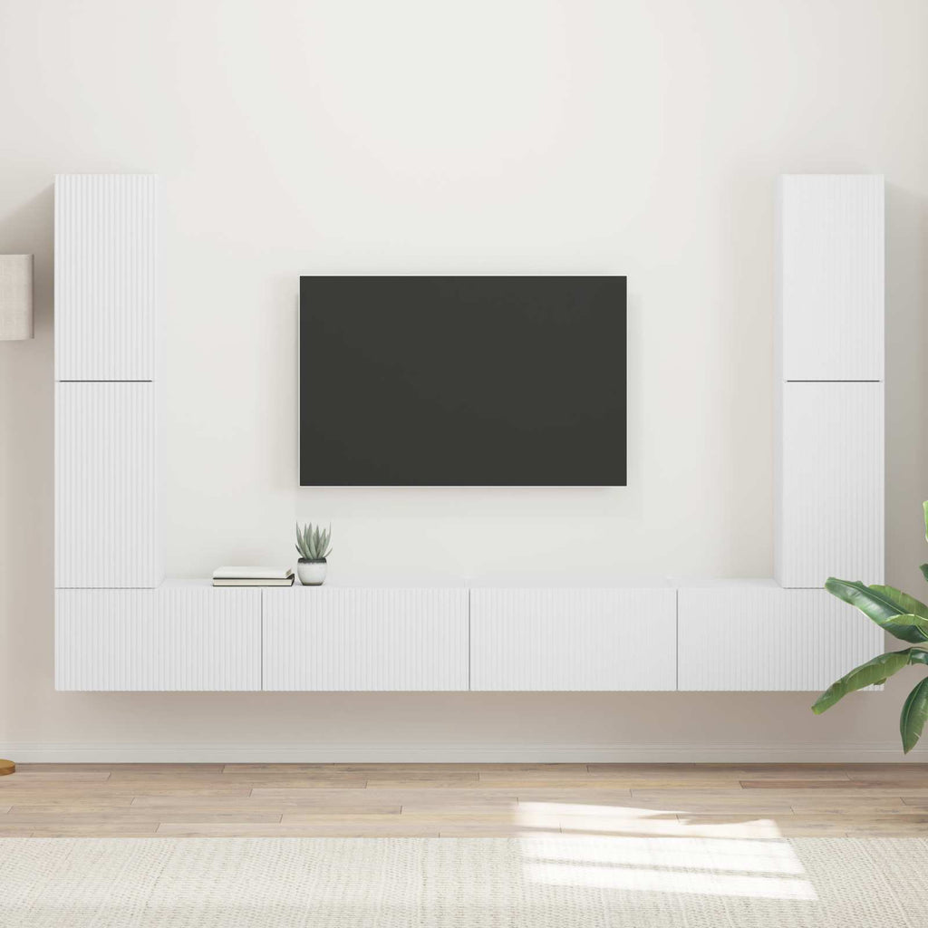 vidaXL TV-Schrankset 8 pcs Weiß Holzwerkstoff