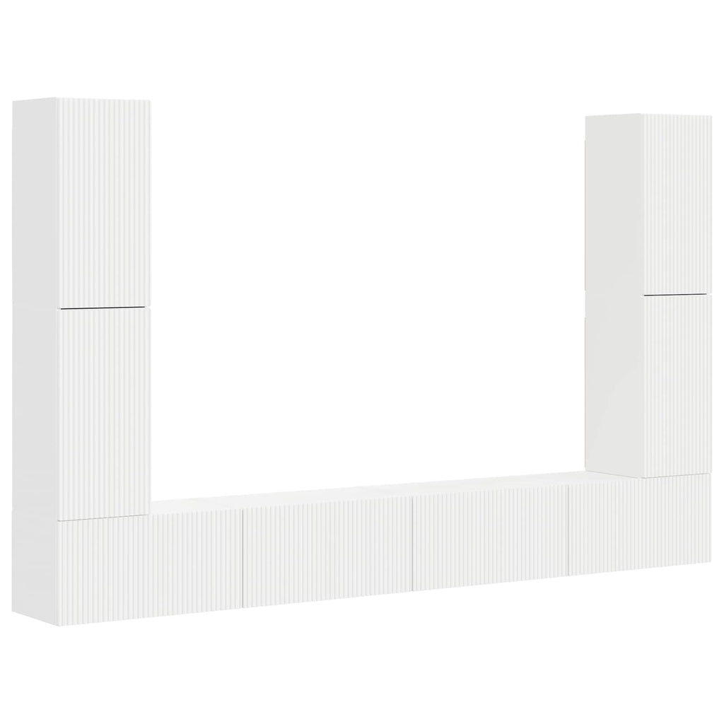 vidaXL TV-Schrankset 8 pcs Weiß Holzwerkstoff