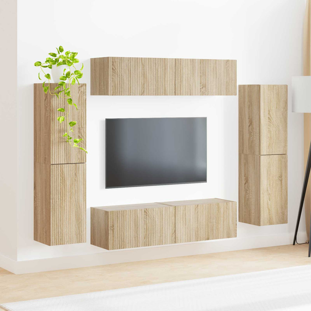vidaXL TV-Schrankset 8 pcs Sonoma-Eiche Holzwerkstoff