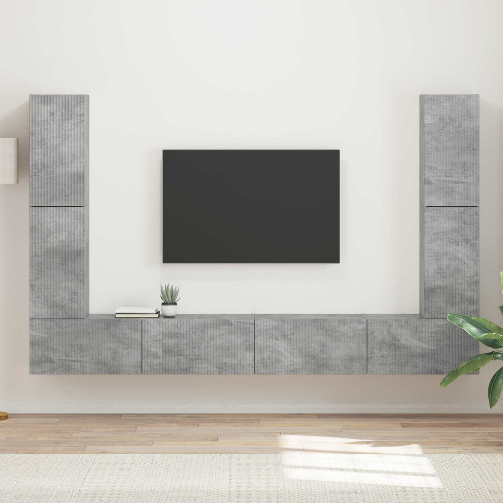 vidaXL TV-Schrankset 8 pcs Beton Grau Holzwerkstoff