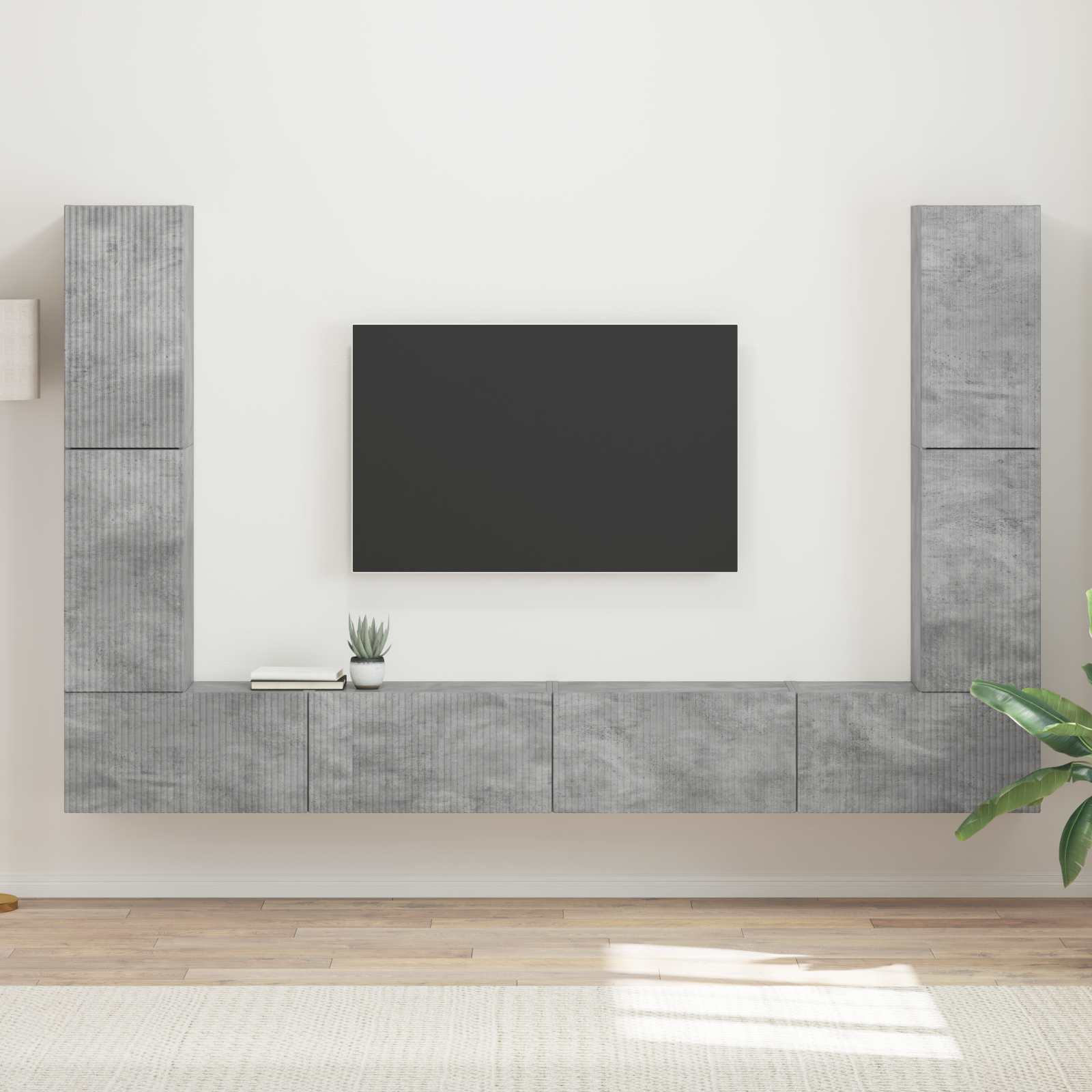 vidaXL TV-Schrankset 8 pcs Beton Grau Holzwerkstoff