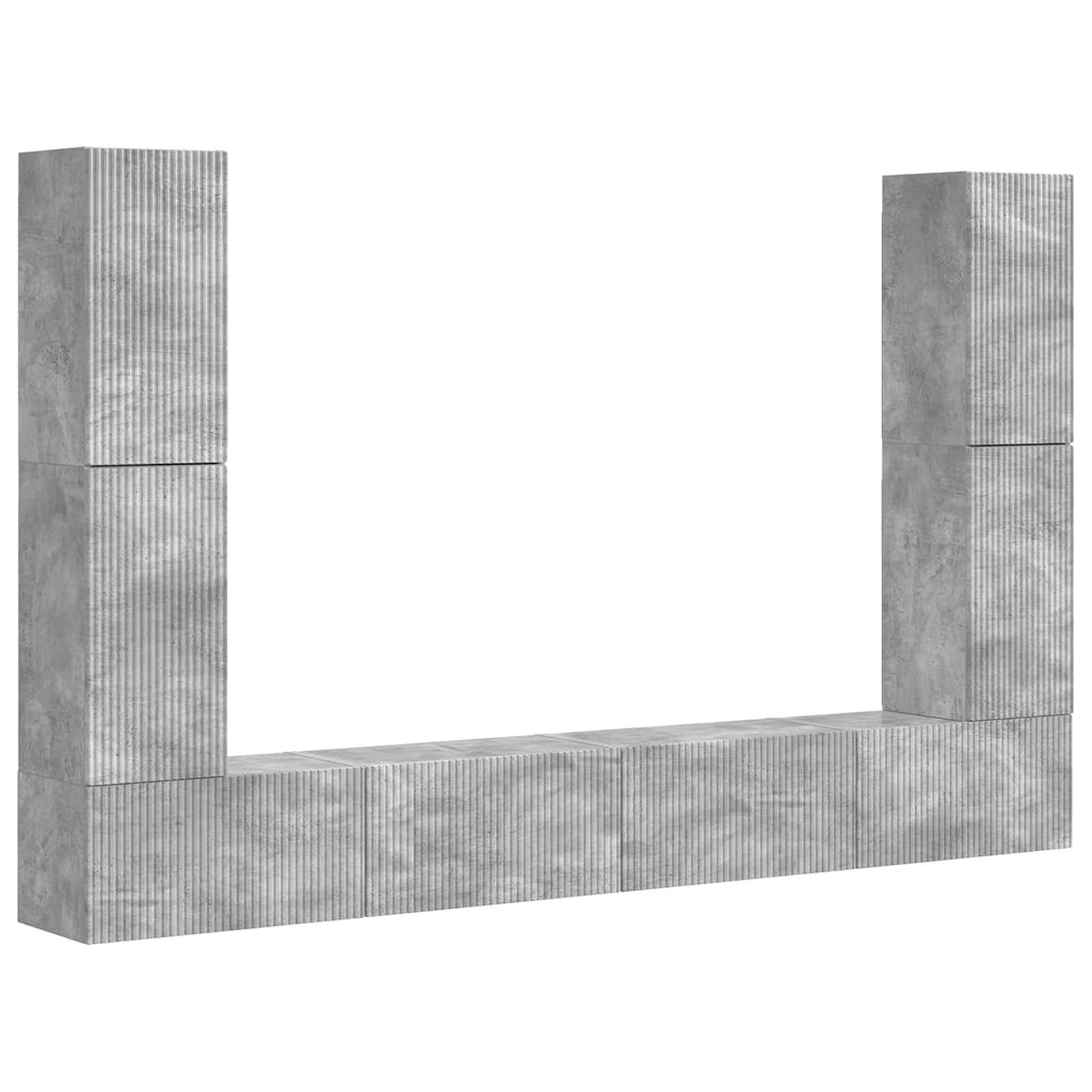 vidaXL TV-Schrankset 8 pcs Beton Grau Holzwerkstoff