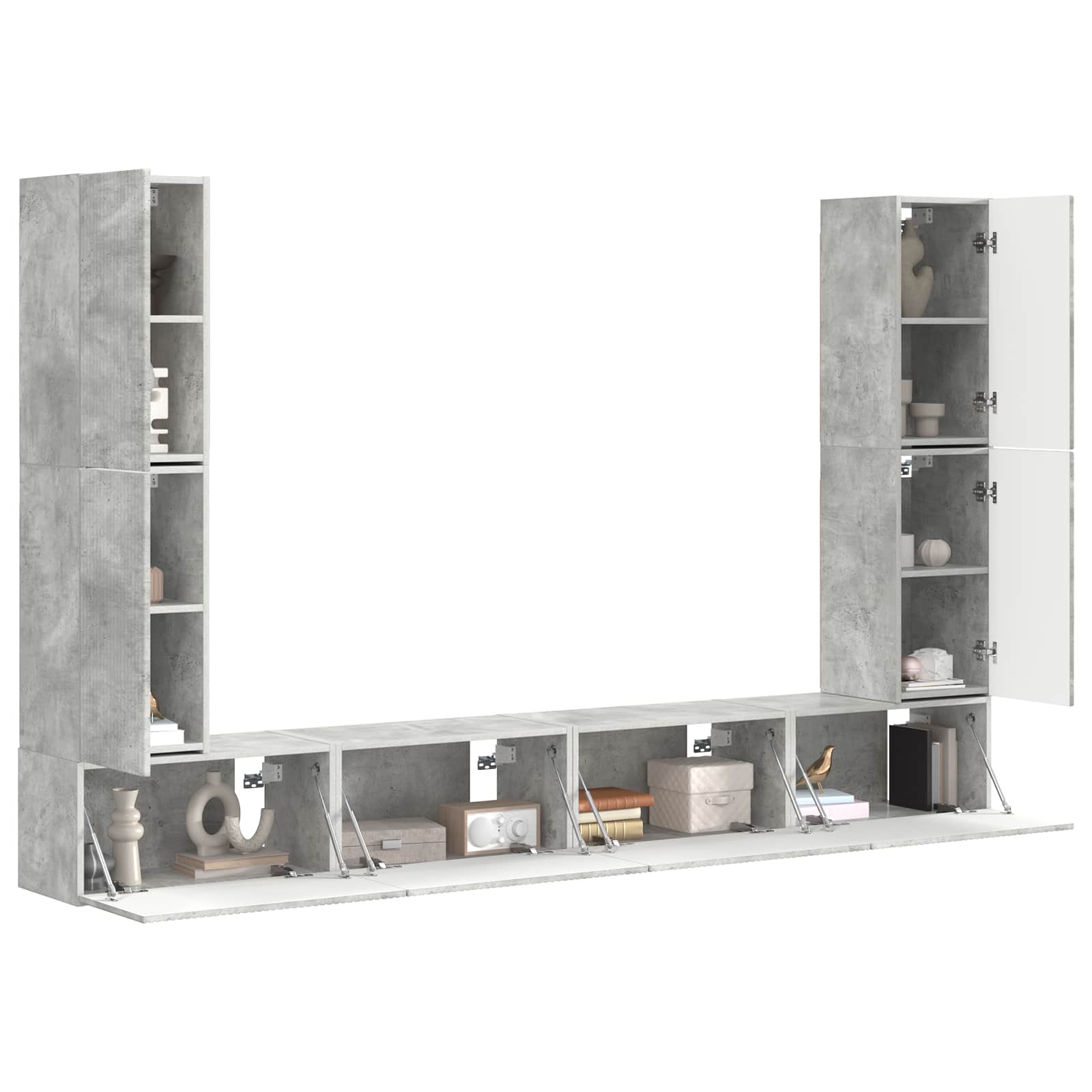 vidaXL TV-Schrankset 8 pcs Beton Grau Holzwerkstoff