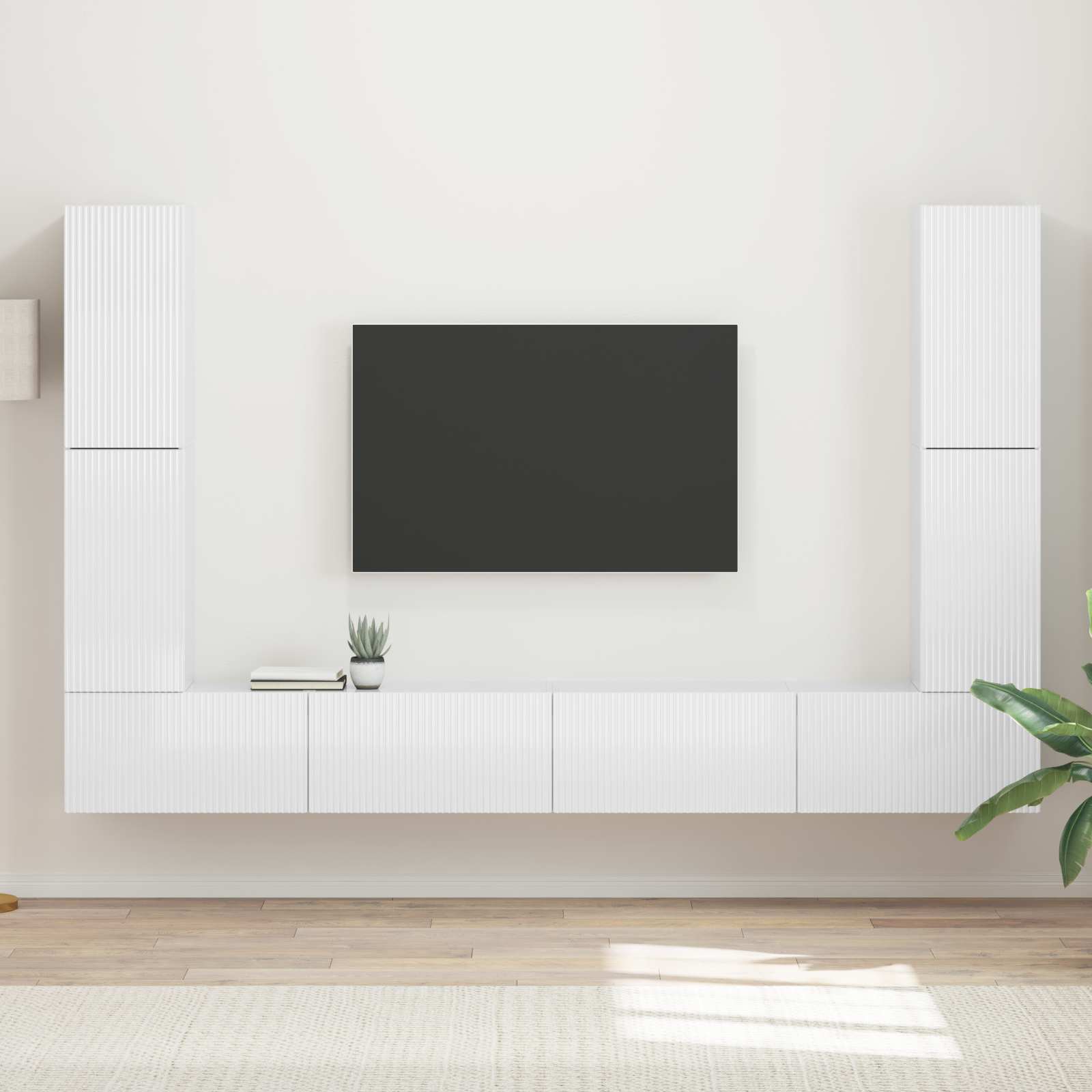 vidaXL TV-Schrankset 8 pcs Hochglanz Weiß Holzwerkstoff
