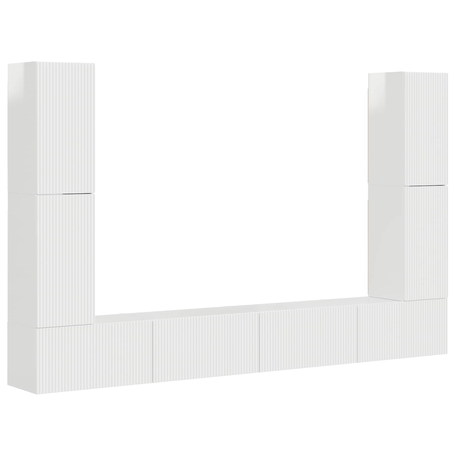vidaXL TV-Schrankset 8 pcs Hochglanz Weiß Holzwerkstoff