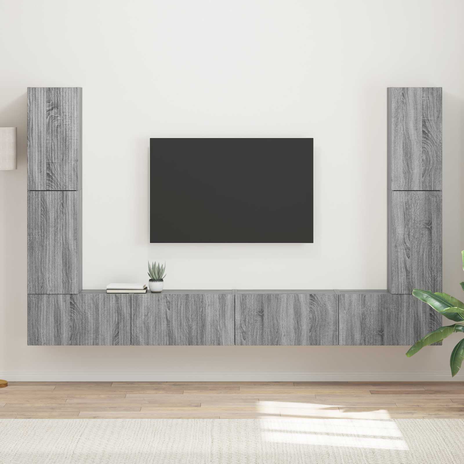 vidaXL TV-Schrankset 8 pcs Graues Sonoma Holzwerkstoff