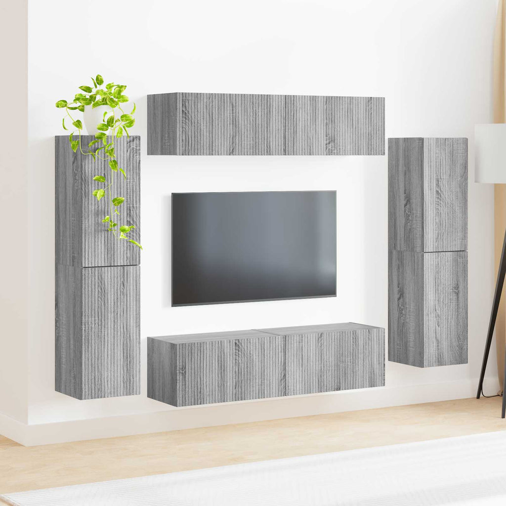 vidaXL TV-Schrankset 8 pcs Graues Sonoma Holzwerkstoff