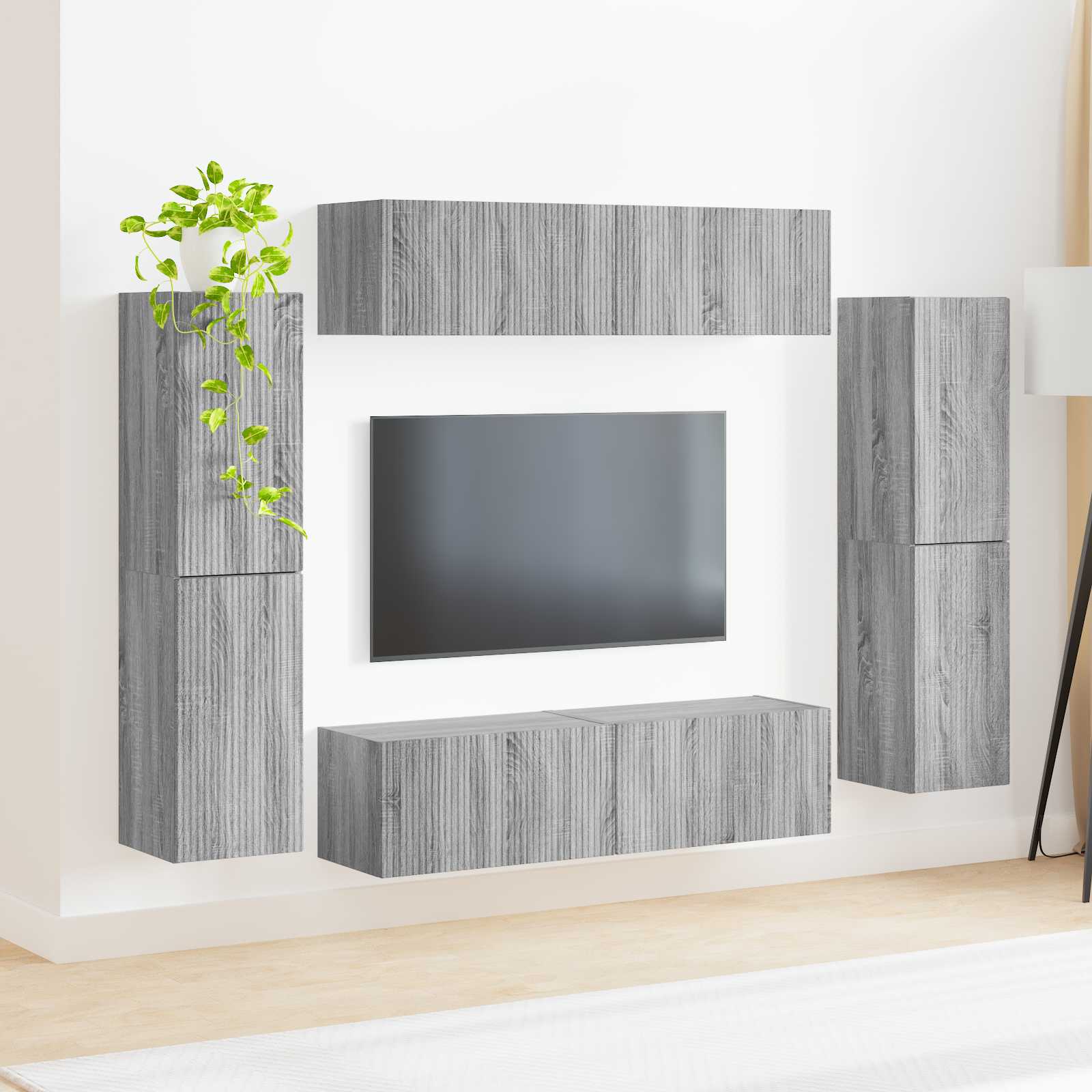 vidaXL TV-Schrankset 8 pcs Graues Sonoma Holzwerkstoff