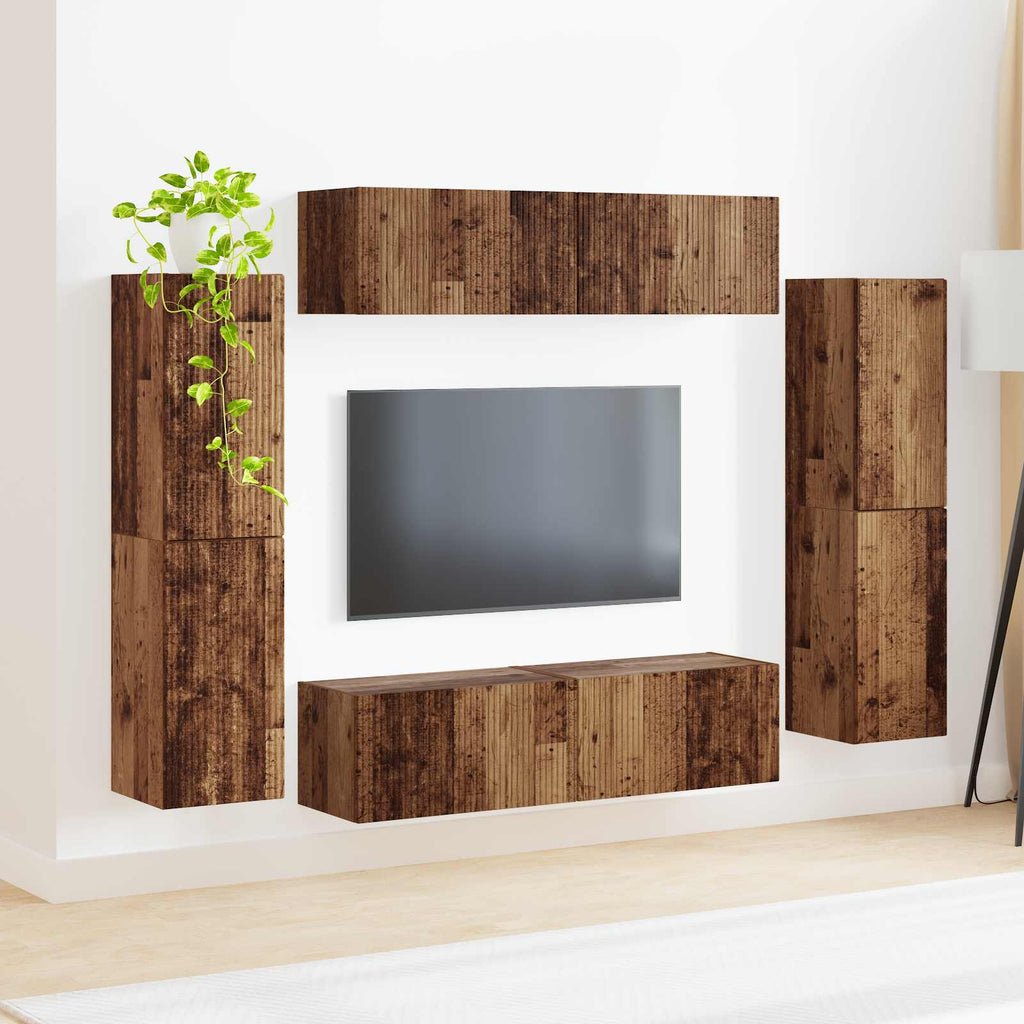 vidaXL TV-Schrankset 8 pcs Altholz Holzwerkstoff