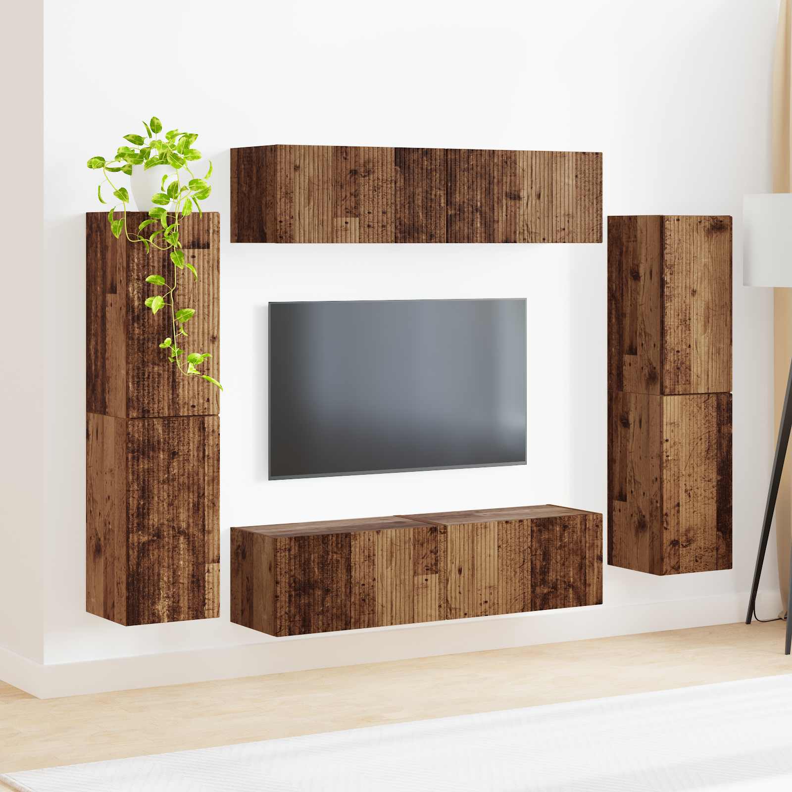 vidaXL TV-Schrankset 8 pcs Altholz Holzwerkstoff