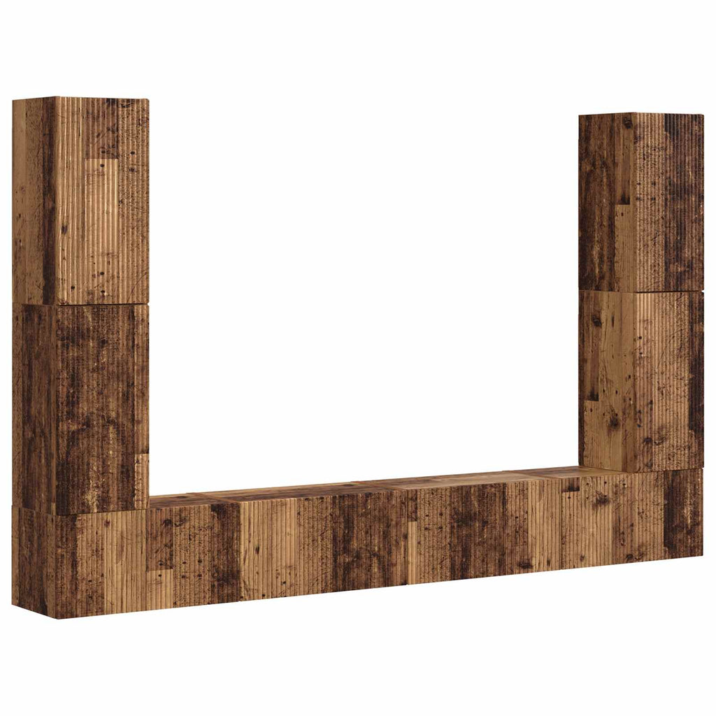 vidaXL TV-Schrankset 8 pcs Altholz Holzwerkstoff