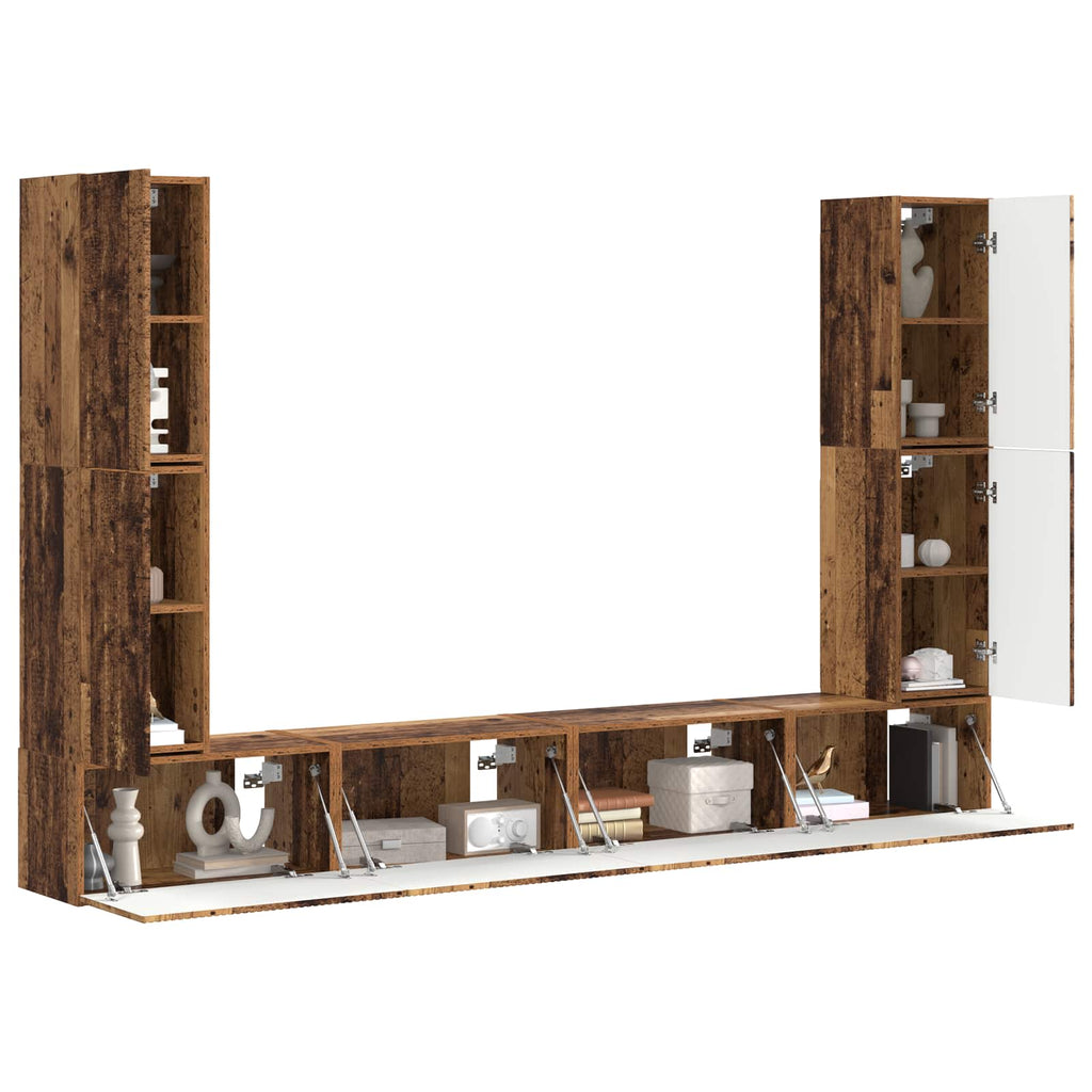 vidaXL TV-Schrankset 8 pcs Altholz Holzwerkstoff