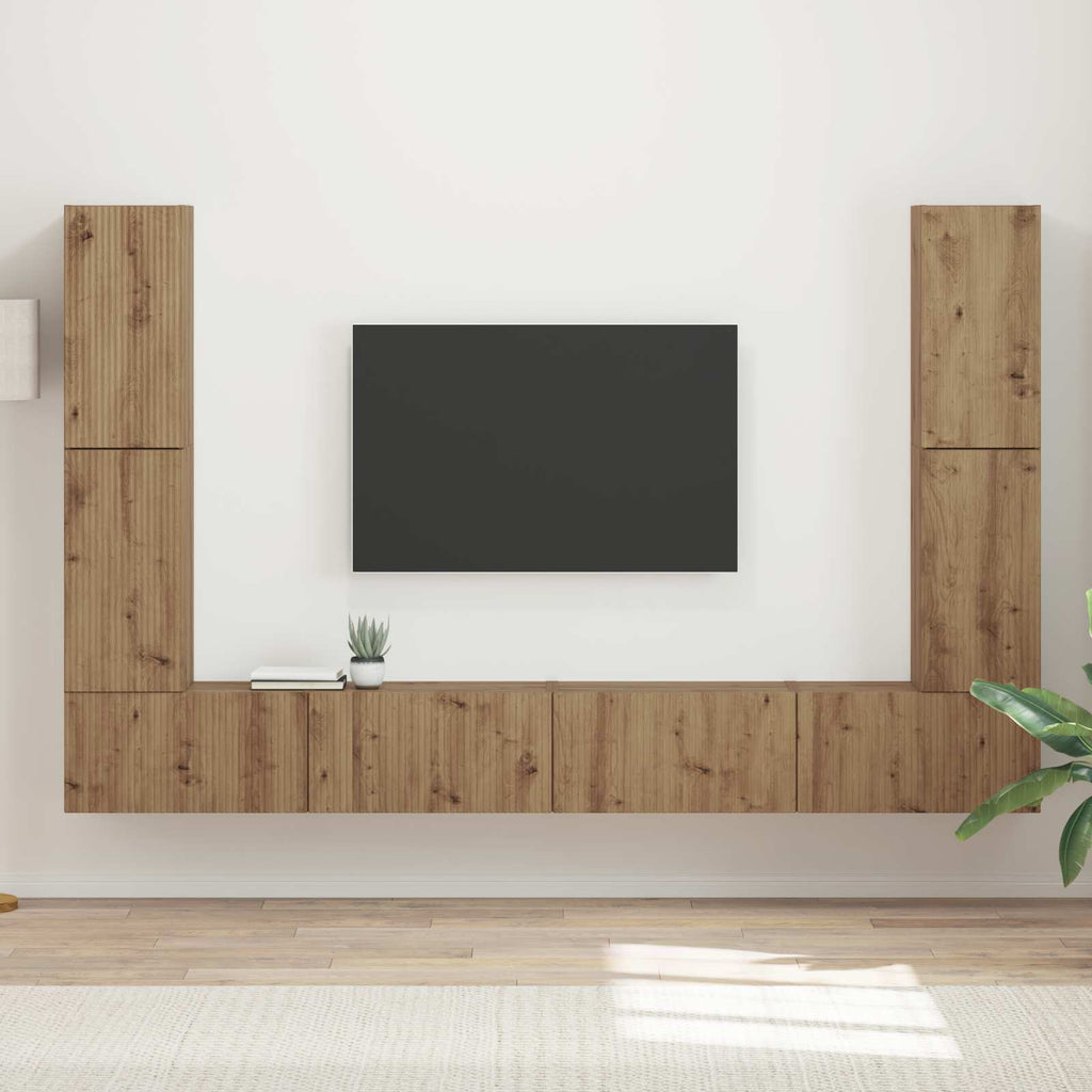 vidaXL TV-Schrankset 8 pcs Artisan-Eiche Holzwerkstoff