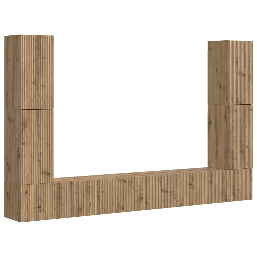 vidaXL TV-Schrankset 8 pcs Artisan-Eiche Holzwerkstoff
