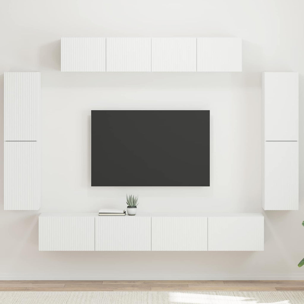 vidaXL TV-Schränk 8 pcs Weiß