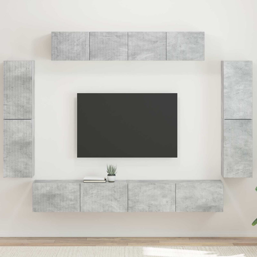 vidaXL TV-Schränk 8 pcs Beton Grau