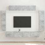 vidaXL TV-Schränk 8 pcs Beton Grau