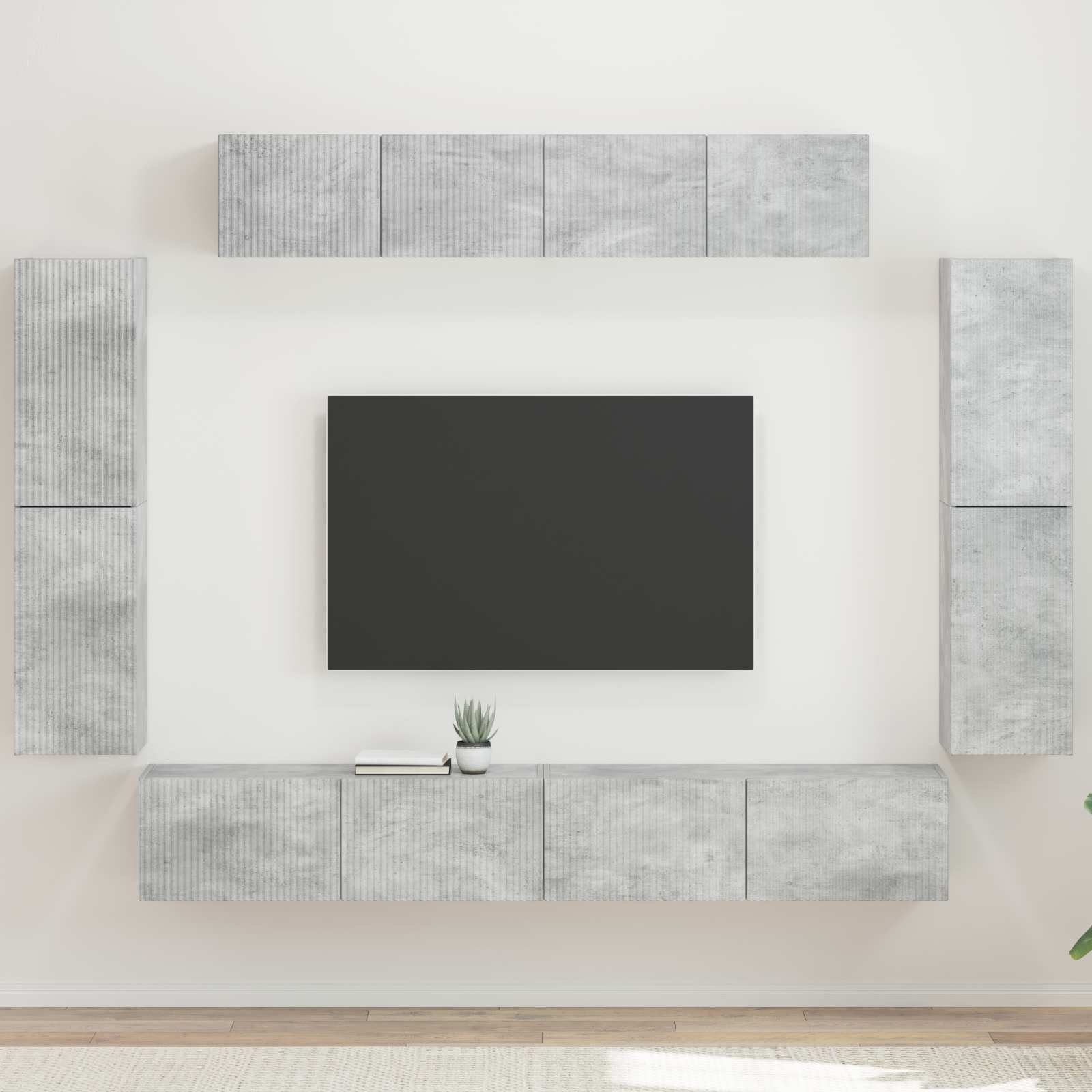 vidaXL TV-Schränk 8 pcs Beton Grau
