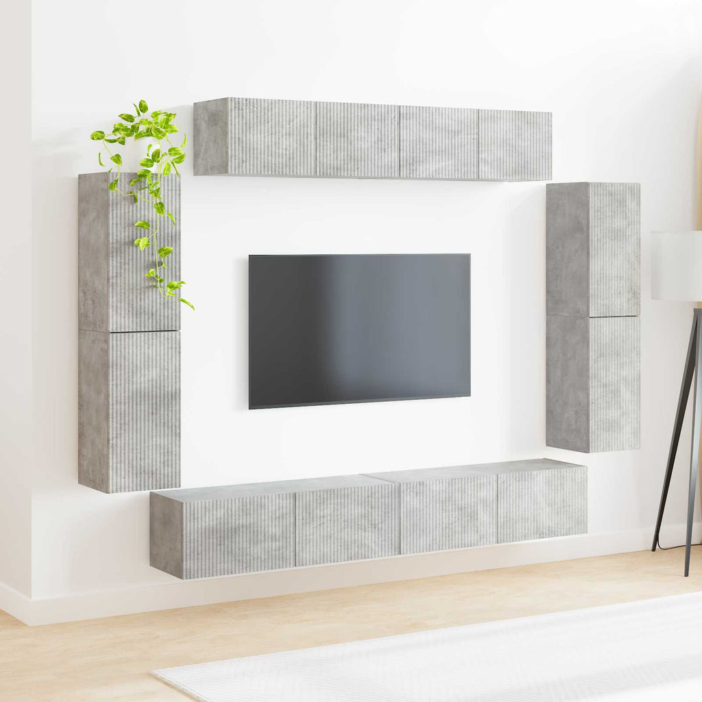 vidaXL TV-Schränk 8 pcs Beton Grau